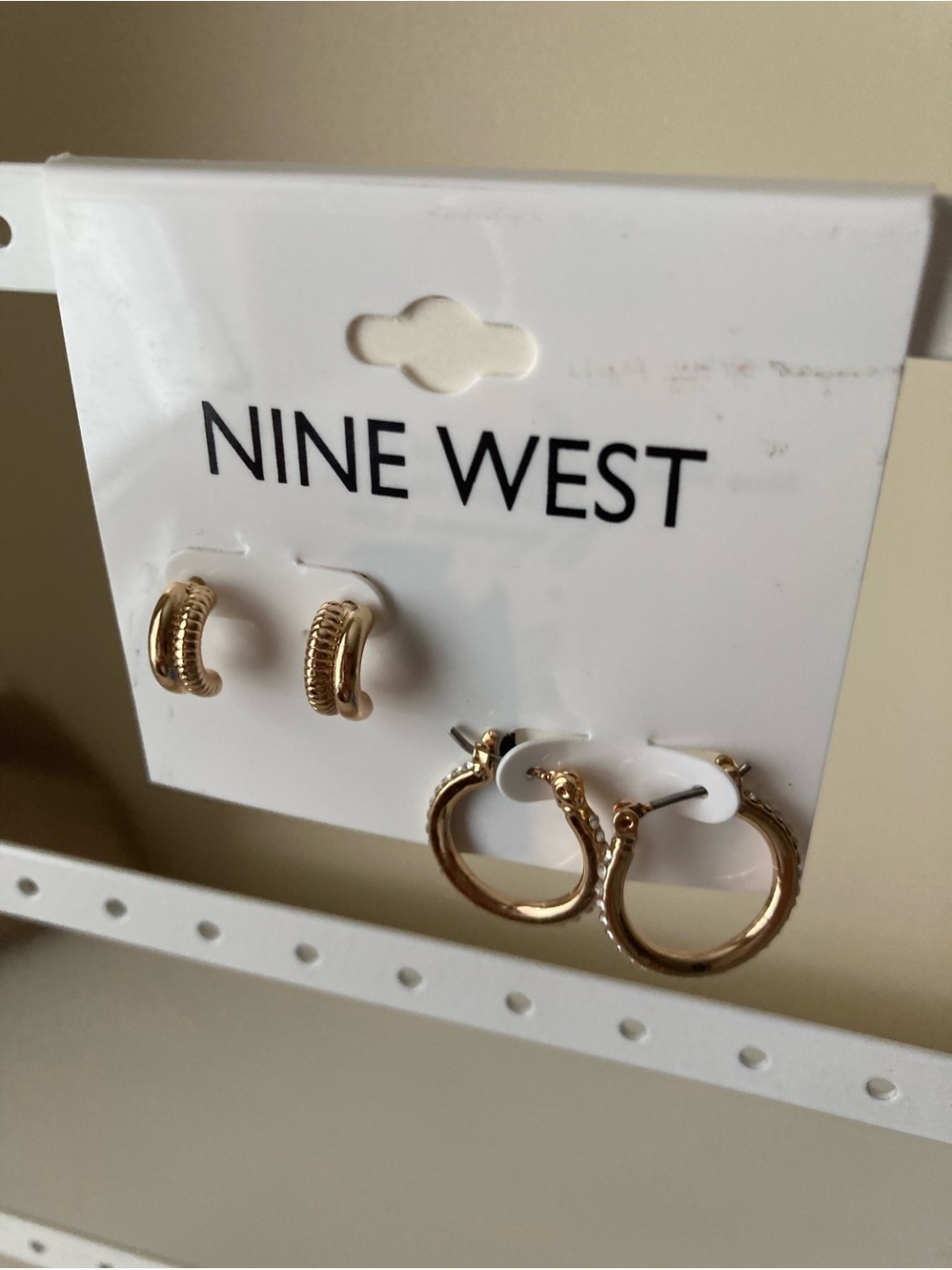 Nine West Gold-Tone Hoop Earring Duo - Textured and Classic
